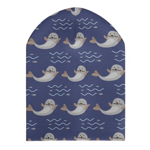 Animal Seal Pattern Kids Beanie Hat for for Girls Boys Children Cap Winter Knitted Chemo Cancer Headwear Accessories Gifts Decoration Black3