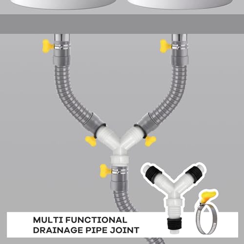 Waschmaschine Abfluss Adapter, 2 Stück Rückschlagventil Waschmaschine Dreifachgewindeanschluss Waschmaschinenanschluss Y-Verteiler Zulaufschlauch für Waschmaschine Geschirrspüler