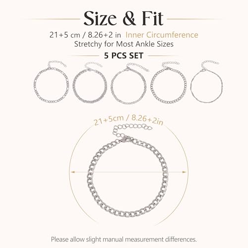 Image of Fesciory 14K Gold Plated Ankle Bracelets Sets For Women, Adjustable Layered Infinite Anklet, Summer Beach Butterfly Star Foot Chain Jewelry Gifts