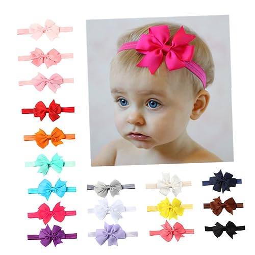 TOYANDONA 20pcs Ribbon Hair Bow Headbands Assorted Colors Satin Bows for Boy Girl Birthday Shower Family Events