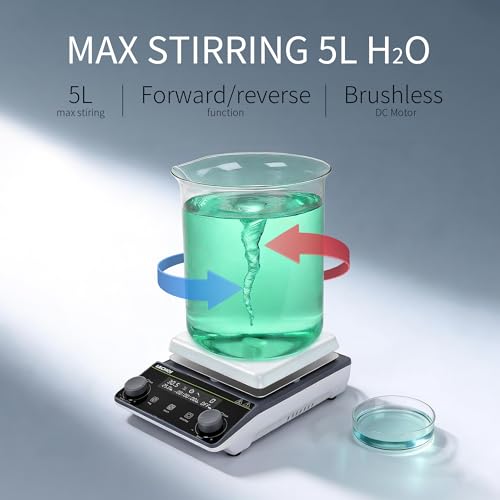 Image of Magnetic Stirrer Hot Plate Stirrer 300℃ 5.9in Stir Plate 5L 1600RPM | Labs Physical Education Max.5L Magnetic Hotplate Stirrer
