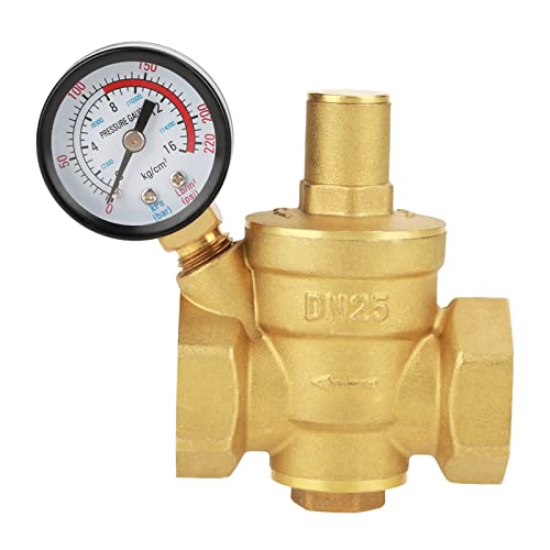 Water Pressure Regulator 1 inch DN25 Brass Pressure Reducing Valve Adjustable for RV and Household Water System