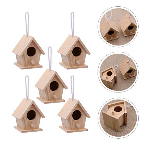 BESPORTBLE 5 Unidades de Casa de Pássaros de Madeira Inacabada Casa de Pássaros de Madeira Pintura N