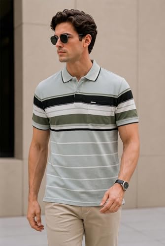 Image of GODFREY Half Cotton Polo T Shirt for Man with Pocket - Regular Fit Mens Collar Tshirt