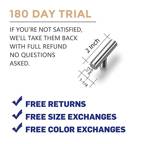 Ravinte 10 Pack Brushed Nickel T Bar Cabinet Knobs 2 Inch Dresser Knobs Silver Single Hole Drawer Knobs Cabinet Handles #TOP2