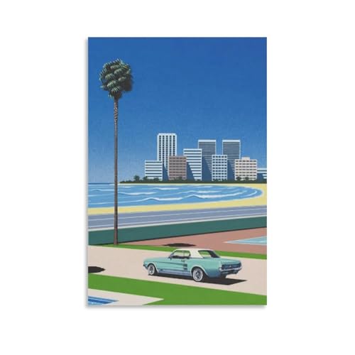 Impression sur toile paysage palmiers Hiroshi Nagai déco murale chambre