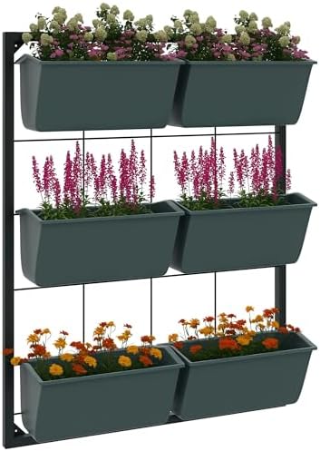 Outsunny Jardinera de Pared de 3 Niveles con 6 Macetas, Huerto Ve...