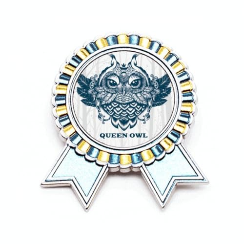 Broche reine chouette art déco en métal taille M accessoire de caractère