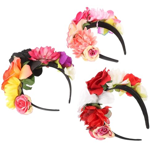 Serre-tête Fleuri Halloween : Set de 3 Bandeaux Gothiques pour Coiffure de Fête