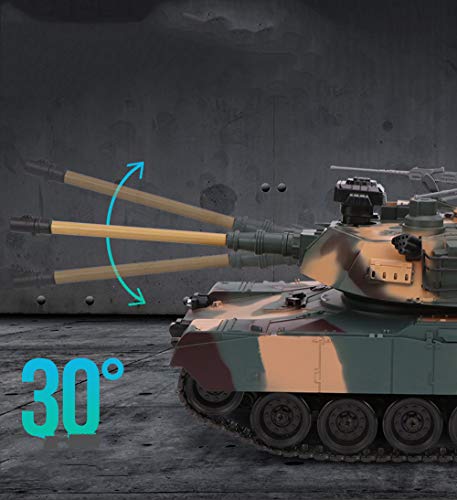 M1A2 Super Large Remote Control Tank Chariot 1:18 can Launch BB Bomb Model Charging Battle boy Toy Gift (Camouflage Green)