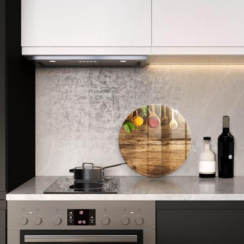 Plaque d'induction de 40cm Wallfluent motif épices en bois et accessoires de cuisine