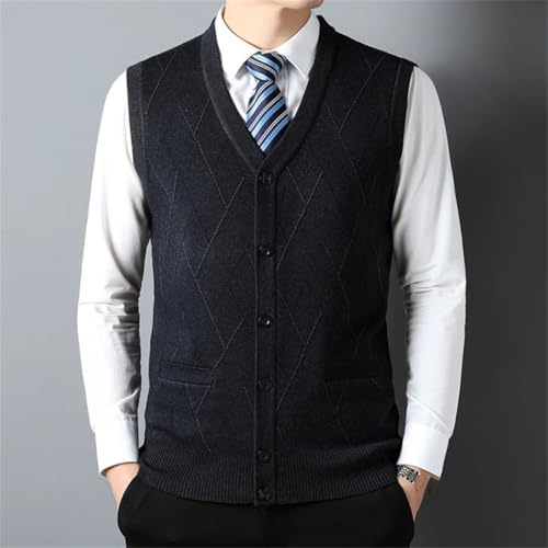 Mens Sweater Vest Striped Classic V Neck Knit Vest Button Business Outer with Pocket Sleeveless Top2