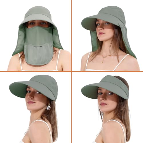 Sombrero de sol femenino con visera y mascarilla desmontable miniatura 2