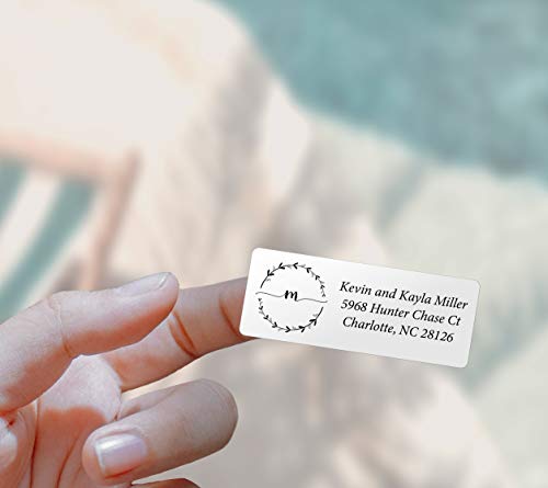 Personalized Return Address Labels Simple - Set of 240 Elegant Custom Mailing Labels for Envelopes, Self Adhesive Flat Sheet Rectangle Personalized Name Stickers (White)