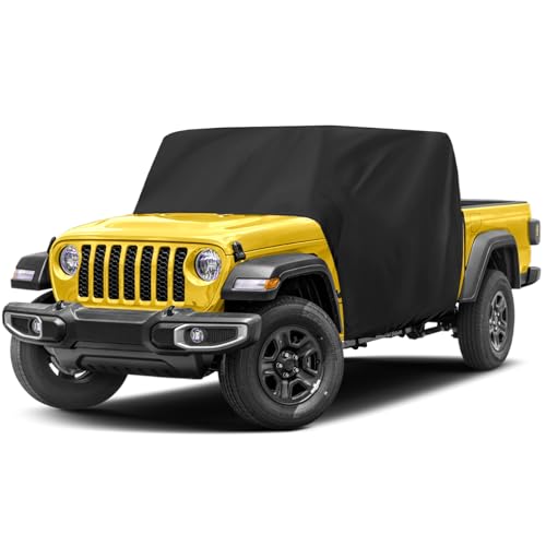 Image of XYZCTEM Gladiator Half Cover Waterproof, for Gladiator JT 2020-2022 2023 Car Cover, Rain Snow Hail Dust Protection, Scratch Resistant Outdoor UV Protection Black Car Cover