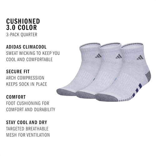 adidas Men's Cushioned Quarter Socks (3-Pair)2