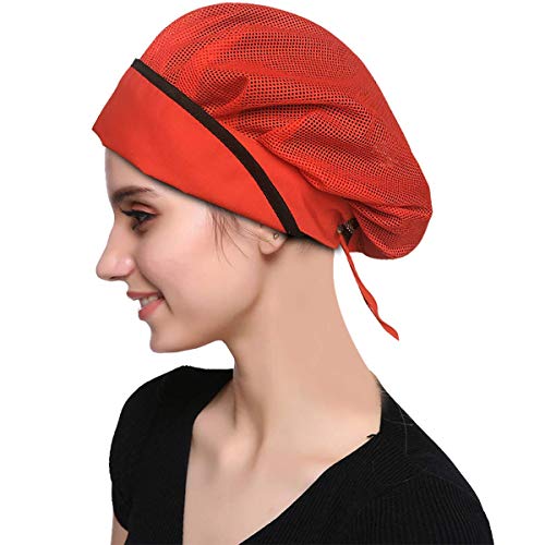 4 Pack Chef Hat Kitchen Cooking Chef Cap Adjustable Food Service Hair Nets Reusable Washable Mesh Bouffant Beanie