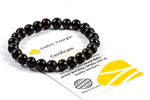 AmberJewellery Pulsera de ámbar báltico para Adultos (Hombres y Mujeres) Fabricado en Banda elástica 18-19 cm, Hecho a Mano de Cuentas de auténtico ámbar báltico Cover