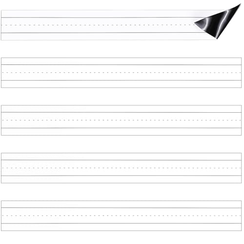 Chinco 5 Pcs Magnetic Sentence Strips for Teacher 24x3 Inch Magnetic Dry Erase Sentence Strips Lined Erasable Tape Reusable Classroom Learning Tool for Whiteboard Classroom Teacher Magnet Tools