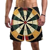 PAFEFO Pantalones cortos para hombre, trajes de baño de secado rápido para playa, vacaciones, fiestas, con diseños vintage de dardos deportivos, Diana de dardos deportivos vintage, S