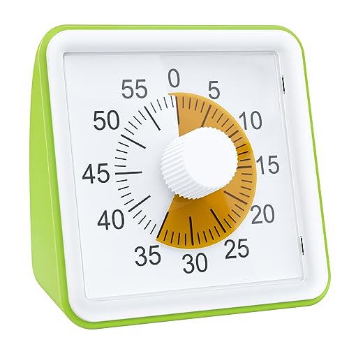 NGTeco Visual Timer, 60-Minute Countdown Timer for Kids, Toddler, Autism, ADHD or Adults - Visual Time Management Tool for Classroom, Kitchen, Cooking, Office (Batteries Included Green)