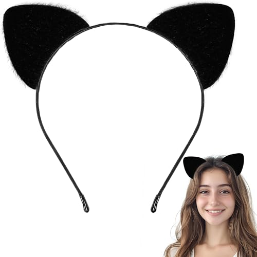 Itscolofy 猫耳ヘッドバンド 女性用 大人用 - 猫 コスチューム 衣装 アクセサリー ハロウィン コスプレ パーティー ドレスアップ (ブラック)の商品画像（Amazon）