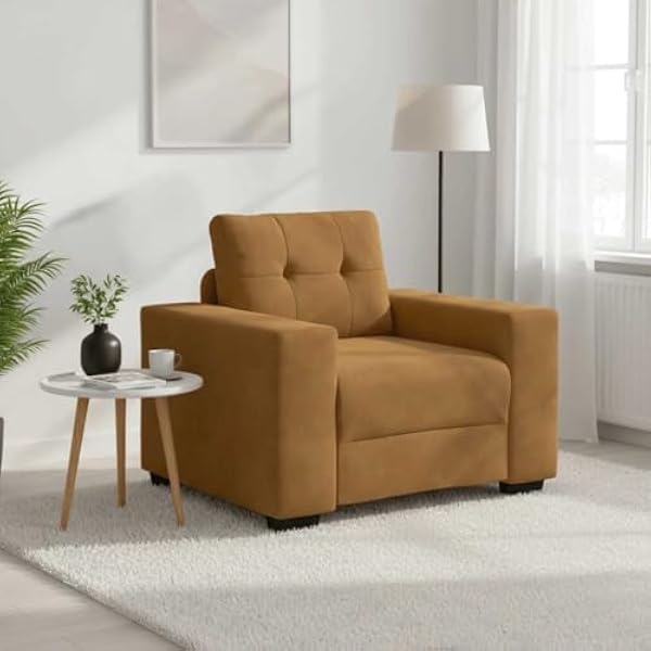 Fotel brązowy aksamit 100 x 78 x 80 cm z wyściółką z pianki i stabilną ramą ze sklejki, idealny do salonu, pokoju gościnnego, salonu, funkcji relaksu i wszechstronnego zastosowania