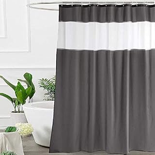UFRIDAY Fabric Shower Curtain - Waterproof - See-Through Window Design and Treated to