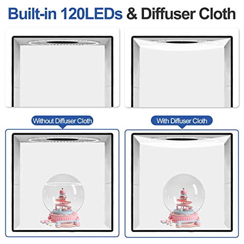 EMART Caixa de luz fotográfica - Caixa de luz para estúdio fotográfico de 30 x 30 cm com 120 luzes L
