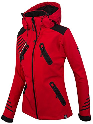 Rock Creek Damen Softshell Jacke Outdoorjacke Windbreaker Übergangs Jacke - Rot - 40/L