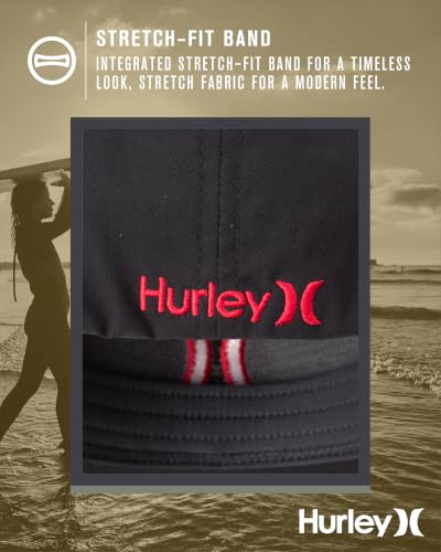 Image of Hurley Mens Baseball Cap - Moisture Wicking Curved Brim Flexfit Fitted Hats for Men with H2O-Dri Sweatband (Sizes: S-XL)