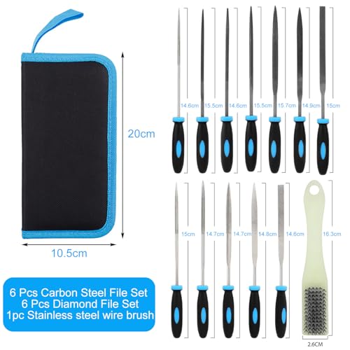 Xynovate Hochwertiges Profi Feilensatz Metall, 13-tlg Nadelfeilen Set für Holz, Metall, Kunststoff und Schmuck, Feilenset, Mini Feilen Set für Werkstatt, Heimwerken