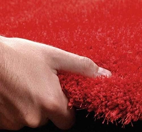 Image of Square Plain Fur Rugs for Hall and Drawing Room Galicha 7x7 Feet Sqaure Red