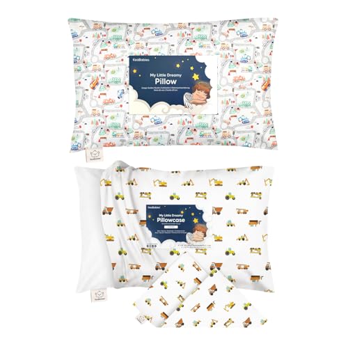 KeaBabies Toddler Pillow with Pillowcase and Toddler Pillowcase 13X18 - Soft Cotton Kids Pillow for Sleeping - Soft and Breathable, Perfect for Boys, Girls, Kids, Travel, Nap