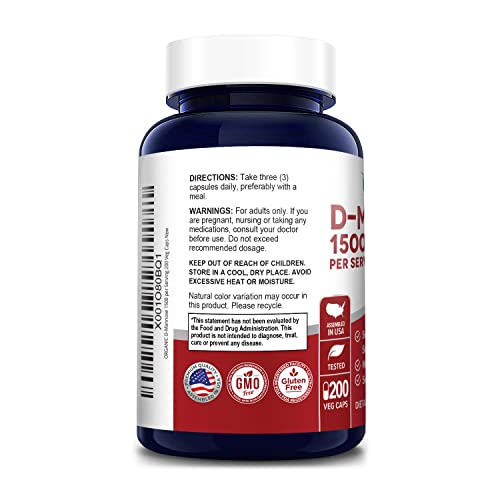 Nusapure D-Mannose 1500 Mg Per Serving - 200 Vegetarian Capsules (Organic, Non-Gmo & Gluten-Free) #TOP2
