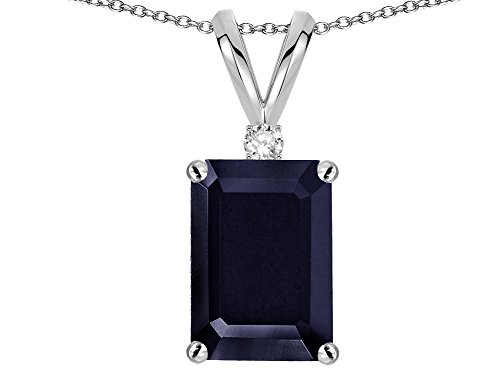 Star K Classic Octagon Emerald Cut 8X6Mm Genuine Black Sapphire Pendant Necklace 14 Kt Yellow Gold #TOP1