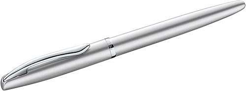 Miniatura 2 de Pelikan Jazz Noble 821735 - Pluma estilográfica plateada para usuarios diestros y zurdos, elegante pluma estilográfica de metal con punta M en caja