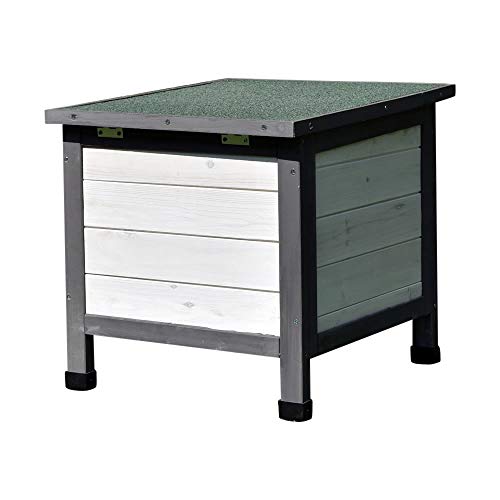 Melko Katzenhaus Grau/Weiß 50 x 45 x 43 cm mit klappbarem Deckel und Rampe, Winterfest – Bild 6