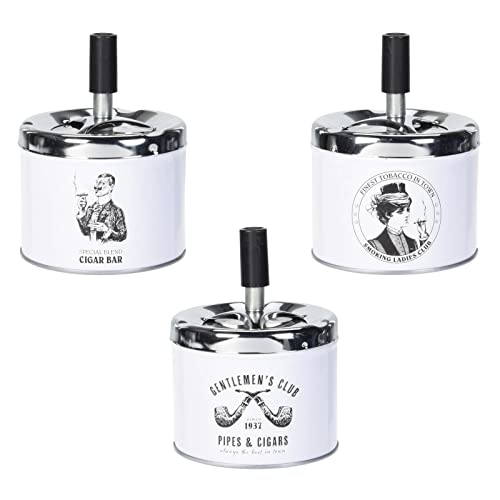 3 ceniceros giratorios retro de metal, diámetro de 9 cm, cenicero giratorio