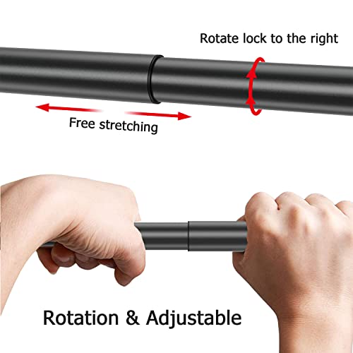 Sikaiqi Stretchable 304 Stainless L Shaped Bathroom Bathtub Corner Shower Curtain Rod Rack, Drill Free Install, For Bathroom, Clothing Store, Private Space(Black 27"-39"X35.43"-51.18") #TOP3