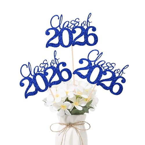 10 PCS Graduation Class Centerpieces Blue Class of 2026 Graduation Centerpieces, 2026 Graduation Centerpieces for Tables Cake Toppers