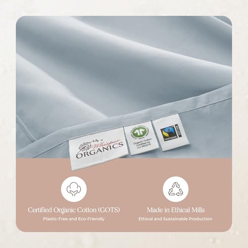 Image of 100% Organic Cotton Pillow Cases King Size Set of 2-100% Cotton Pillowcases GOTS Certified 300 Thread Count - Naturally Cooling Comfortable Breathable & Soft Pillow Cases (Powder Blue, King)