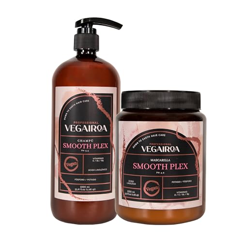 Vegairoa Pack Smooth Big – Champú 1000 ml y Mascarilla 1000 ml para cabello liso – Hidratación profunda y control del encrespamiento – Fórmula vegana sin sulfatos