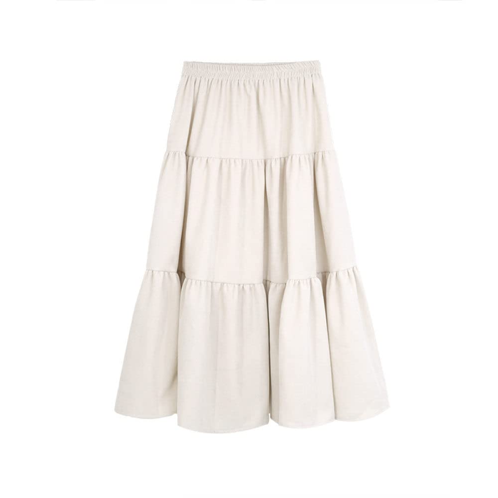 Faldas para Mujer Longitud Mediana, Faldas Negras De Invierno Cintura Elástica Falda De Pana De Talle Alto Falda Midi Acampanada Falda Fruncida Faldas Plisadas (White One Size)