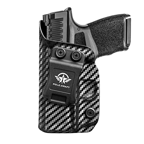 Hellcat Holster, Carbon Fiber Kydex Holster IWB for Springfield Armory Hellcat 9mm Pistol Case Pocket - Inside Waistband Carry Concealed - Gun Accessories Pouch (Black, Left Hand)