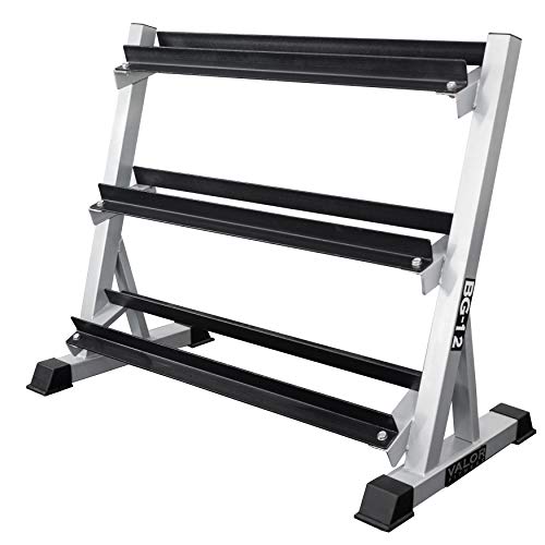 Valor Fitness BG-12 3-Tier Dumbbell Rack for Safe & Easy Home Gym Dumbbell Storage