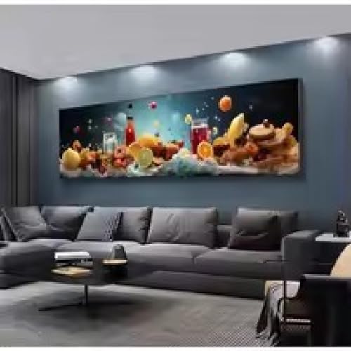 Toile fruits colorés 20x60cm pour égayer un mur de cuisine sombre