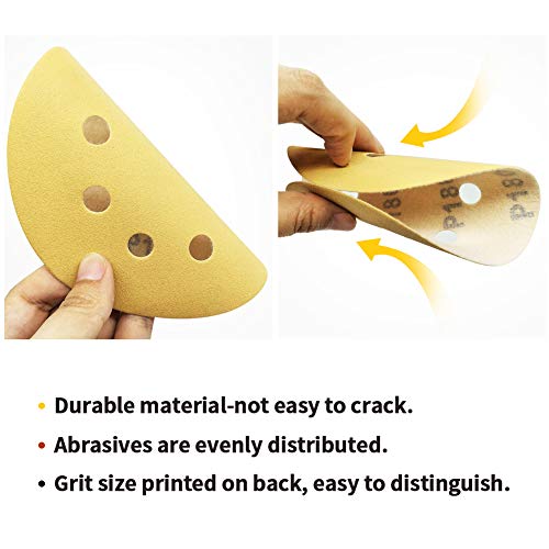 SPEEDWOX 50 Pcs 5 Inches 8 Hole Sanding Discs 180 Grit Dustless Hook and Loop Sandpaper for Random Orbital Sander Yellow Finishing Discs for Automotive Woodworking - Image 3
