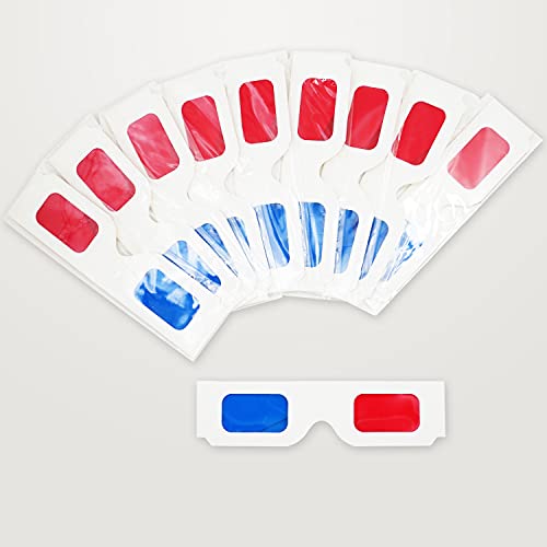 image for LYMGS 10 Pairs 3D Glasses for Movies, Red and Cyan Lens in White Frame