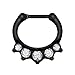 Produktbild Piercingfaktor Universal Piercing Septum Ring Clicker Scharnier 5 Kristall Spitzen Chirurgenstahl Lippen Nasen Lippe Ohr Tragus Helix Intim Augenbraue Horseshoe 1,2mm Schwarz